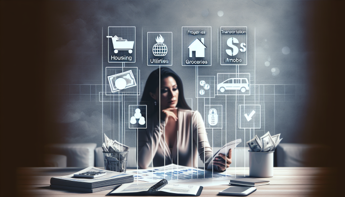 How to Avoid Relapse After Debt Consolidation: A Practical Guide | DCL Person arranging expense list with icons, prioritizing housing, utilities, groceries, transportation over mobile phone.