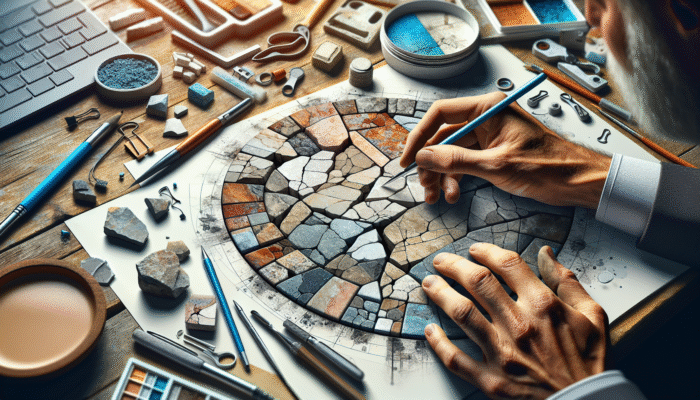 Cracked, chipped, and stained stones and tiles undergoing expert repair and restoration.