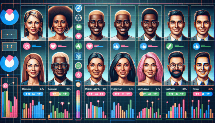 Diverse influencers showcasing metrics and benchmarks, effective digital campaign interface, and successful audience engagement.