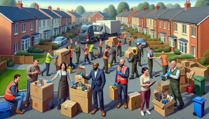 A local UK clearance team efficiently clearing a home, providing personalized services and negotiating prices with clients.
