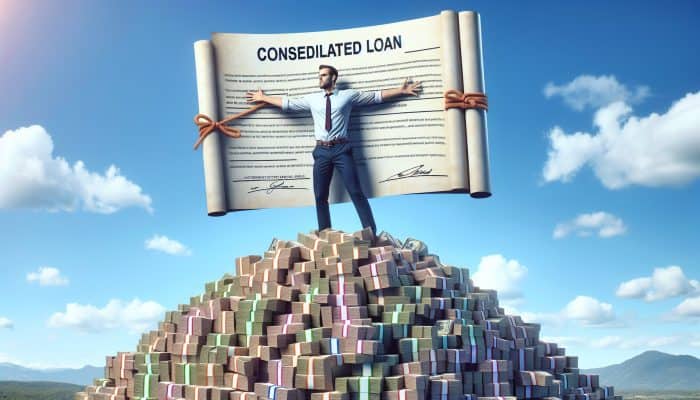 Debt Consolidation Loan Lies Exposed: UK's Hidden Truths | DCL Debt Consolidation Loan Lies Exposed: A person consolidating various bills into one loan document, symbolizing financial relief and stability.