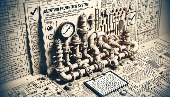 Diagram illustrating the recommended annual backflow testing frequency highlighted on a calendar.