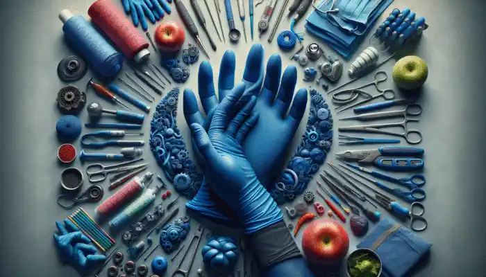 Nitrile Gloves in Derby: Vibrant blue nitrile gloves, showcasing durability and flexibility in medical, industrial, and food prep settings.