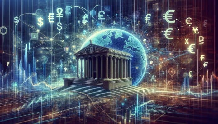 How Global Markets Shape Consolidation Loans: UK Focus | DCL How Global Markets Shape Consolidation Loans: Global financial market scene with interconnected lines, Bank of England adjusting UK interest rates amidst world currencies.
