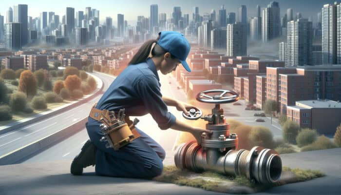 Expert plumber in Chilliwack replacing old, corroded water valve with modern model in both residential and commercial environments.