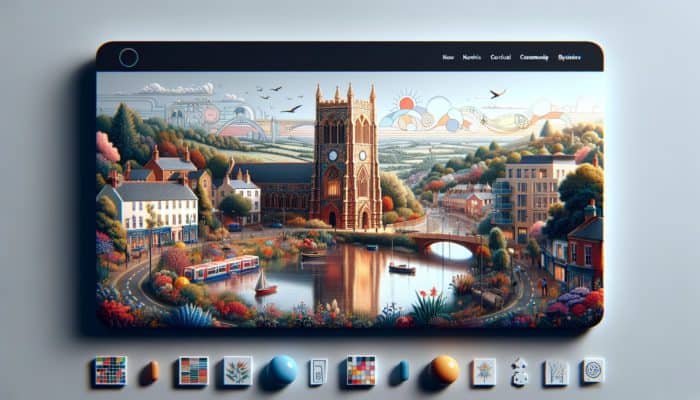 Modern website redesign featuring Bridgwater landmarks, enhancing local business identity and community connection.