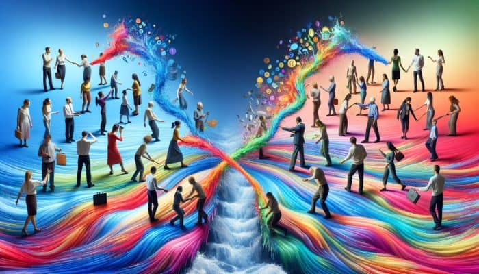 Living Debt-Free After Consolidation Loans: A UK Guide | DCL Living Debt-Free After Consolidation Loans: Person merging chaotic debt streams into one clear river, symbolizing debt consolidation and relief.